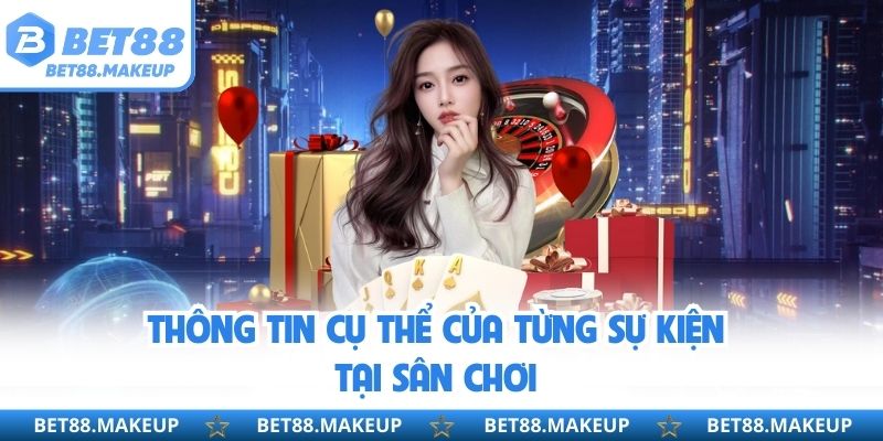Thông tin cụ thể của từng sự kiện tại sân chơi